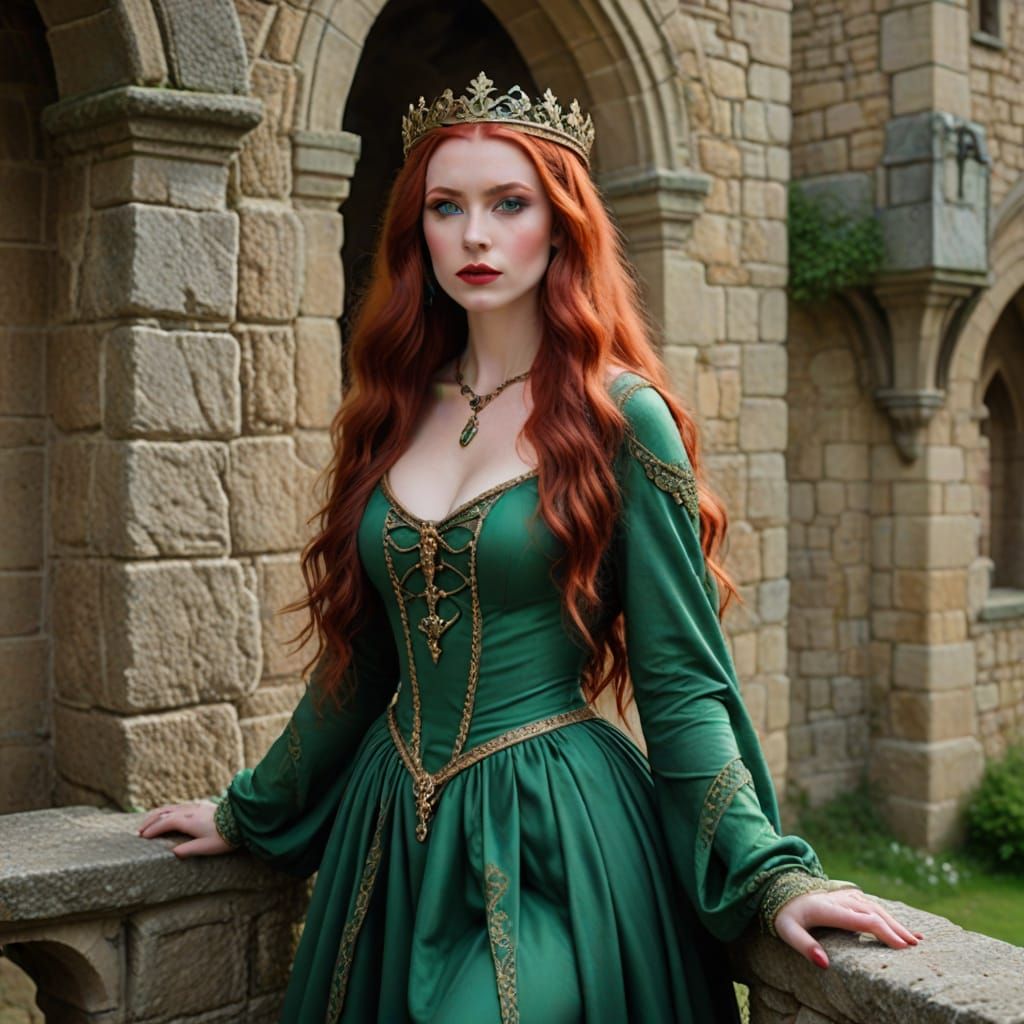 Medieval Maiden on Castle Battlements