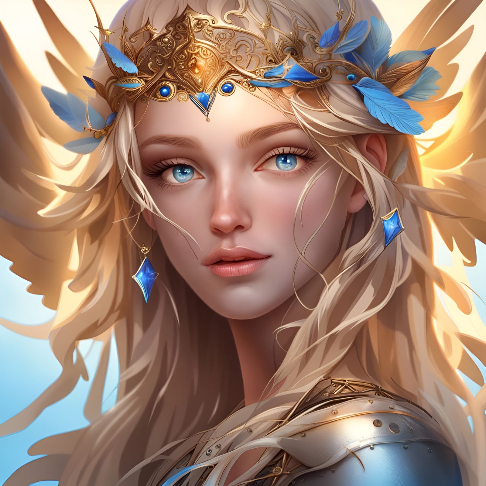 Beautiful Angelic Portrait with Golden Hair