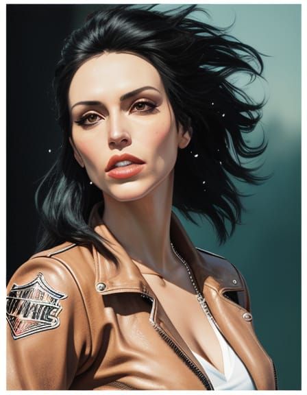 Woman Riding Harley Davidson in Pop Art Style