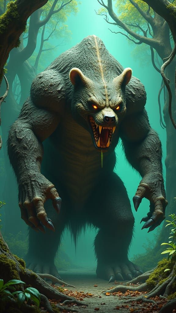 Bear-Cobra Hybrid in Dark Fantasy Style