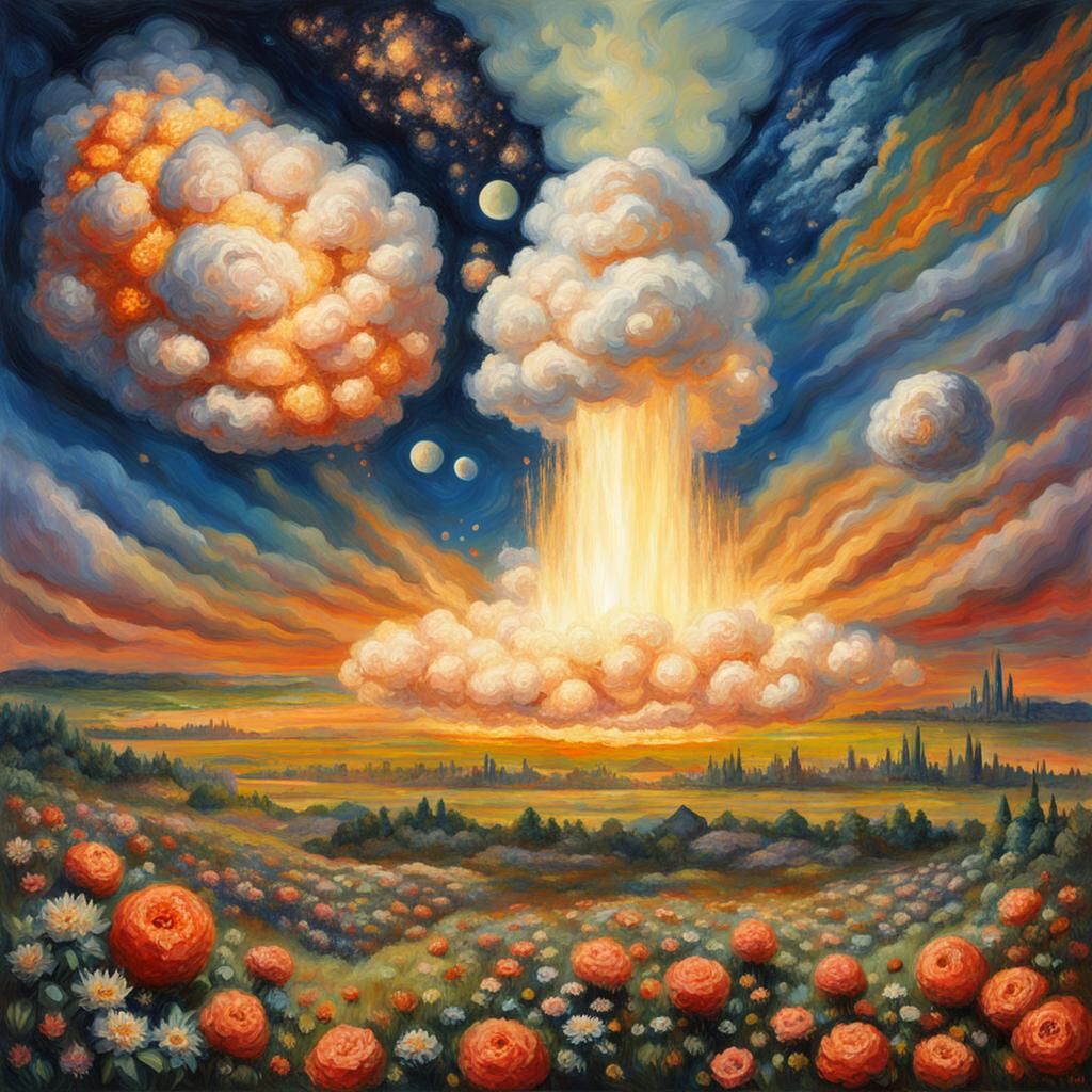 Dystopian Flower: Hydrogen Bomb in Renoir Style