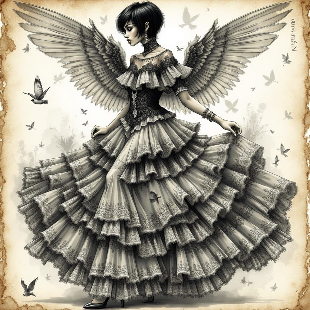Ethereal Gothic Beauty in Distressed Victorian Chic