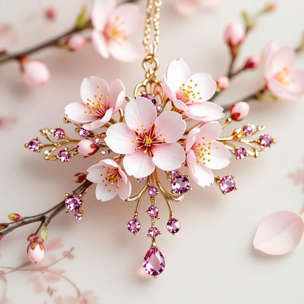 Sakura Hair Ornament with Cherry Blossom Details