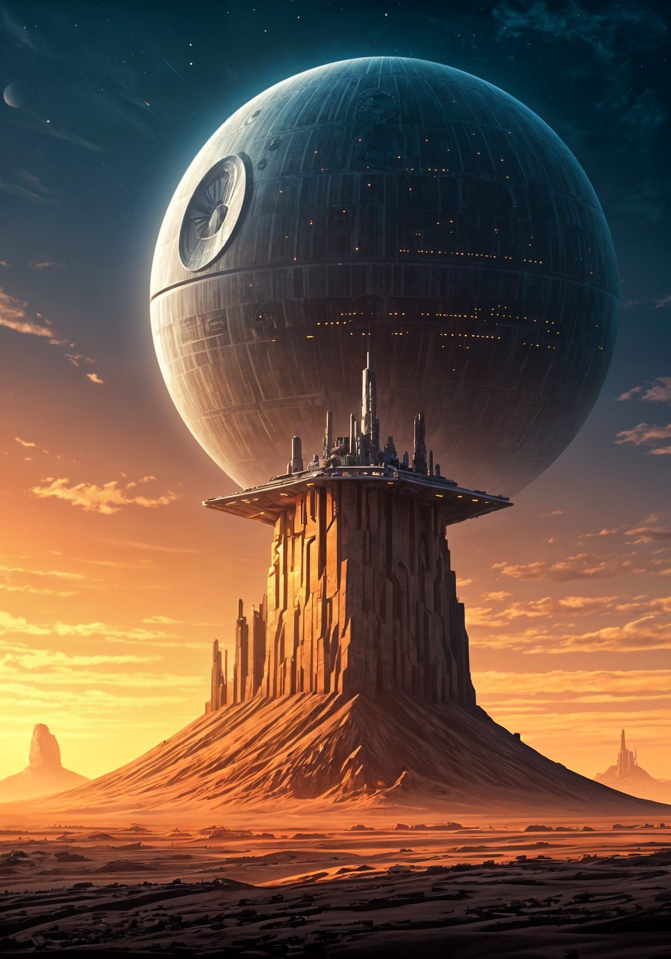 Death Star Looms Over Jedha in Star Wars Painting