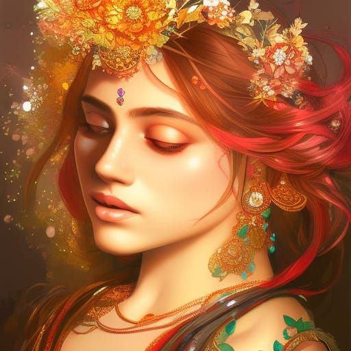 Realistic Radha Goddess Portrait in Hyperdetailed Style