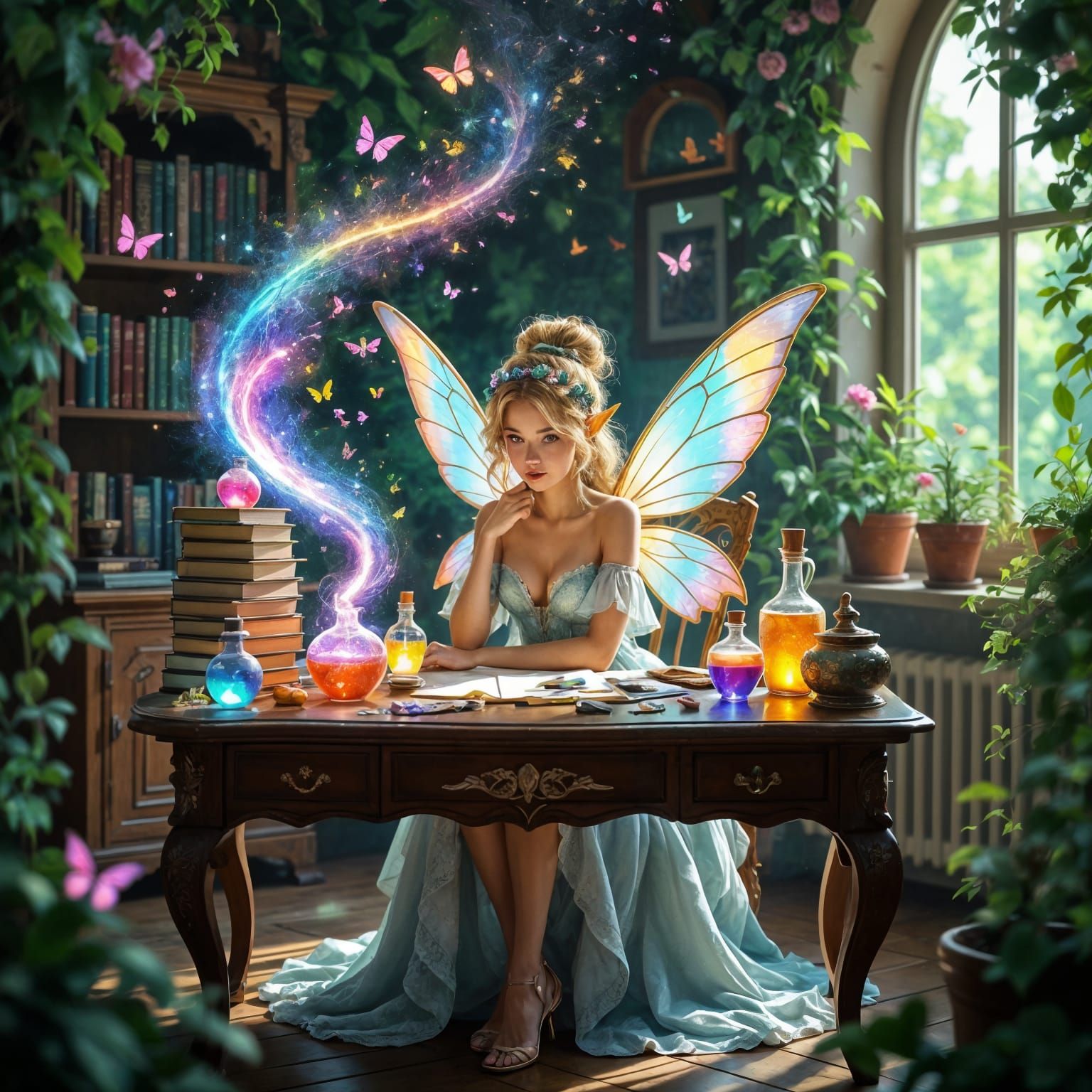 Rainbow Potions on a Fairy Work Desk