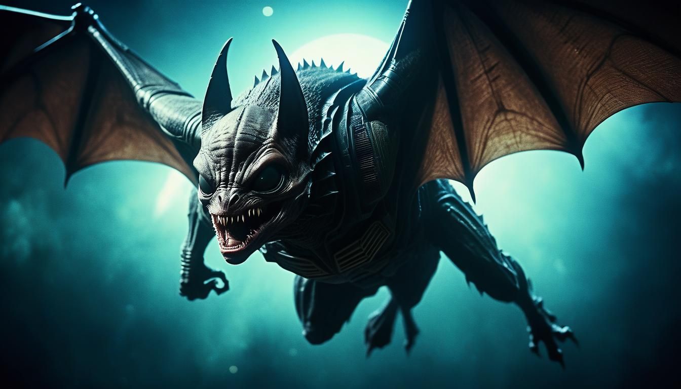 Dramatic Alien Bat in Cinematic Style
