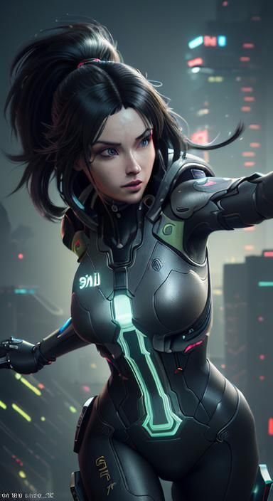 Nintendo Switch as Anime Girl in Cyberpunk Style