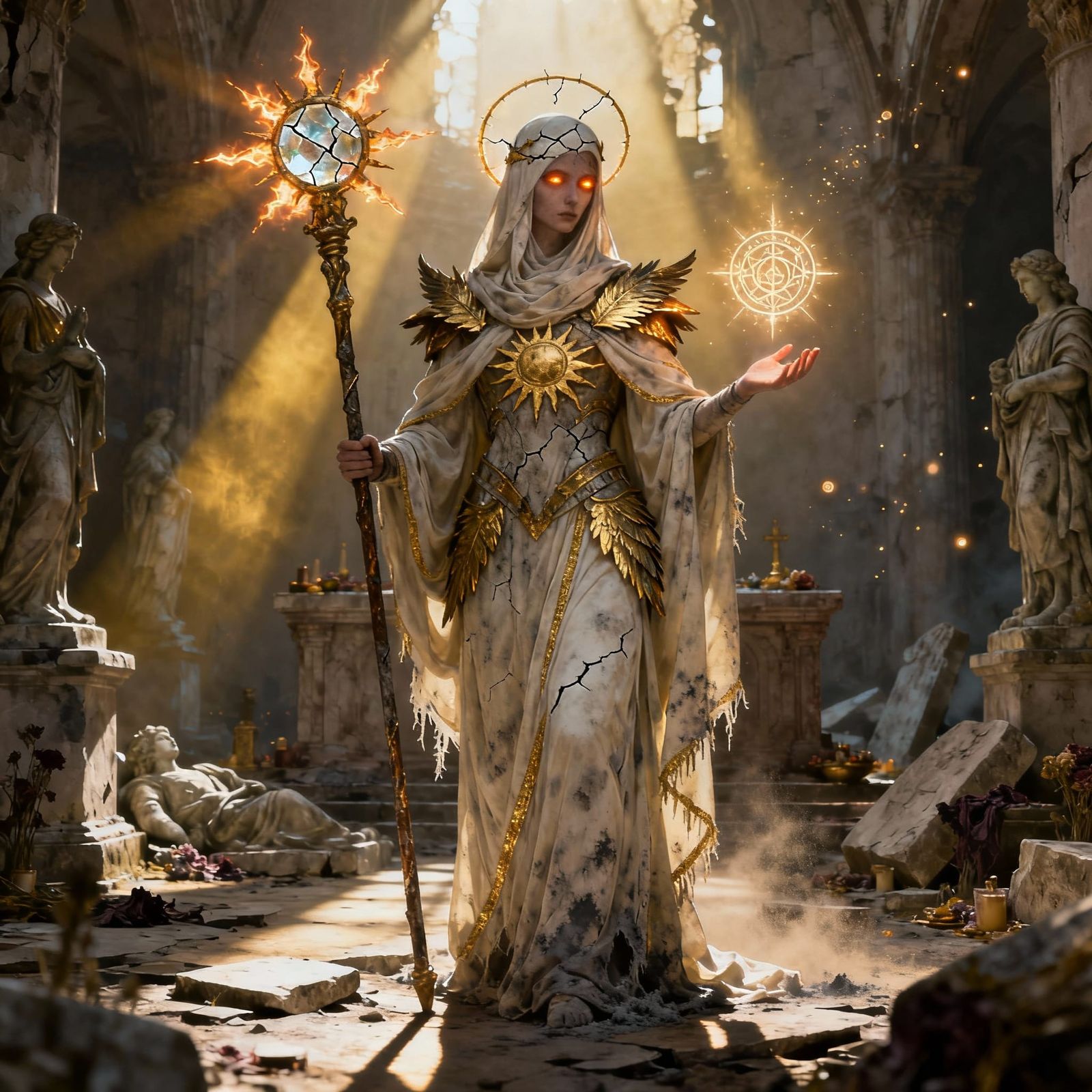 Elden Ring Inspired Cleric of Light in Dark Fantasy Style