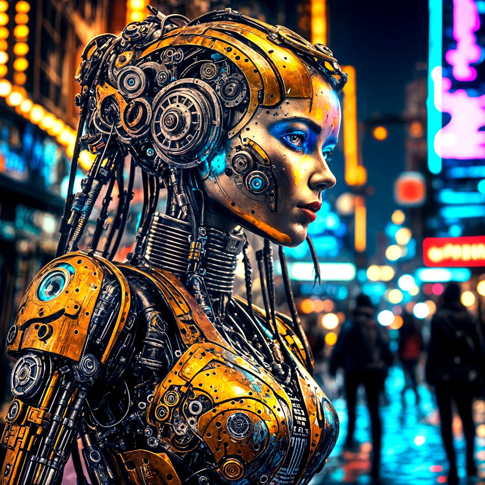 Cyberpunk Woman in Graffiti Art Style