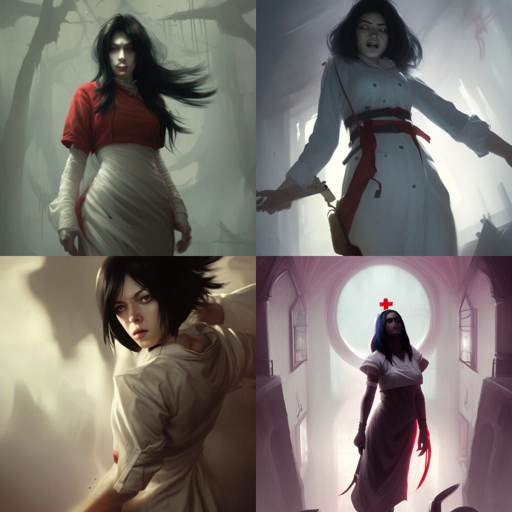 Dark Fantasy Nurse in Hyperdetailed Digital Art