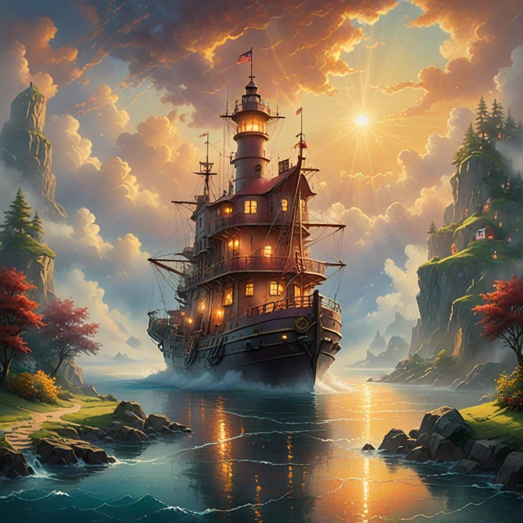Ethereal Lightship Radiates Heavenly Sunshine in Soft Focus