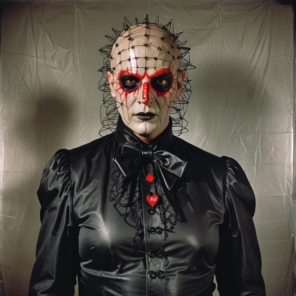 Hellraiser Cenobite with Glowing Eyes in Retro Style