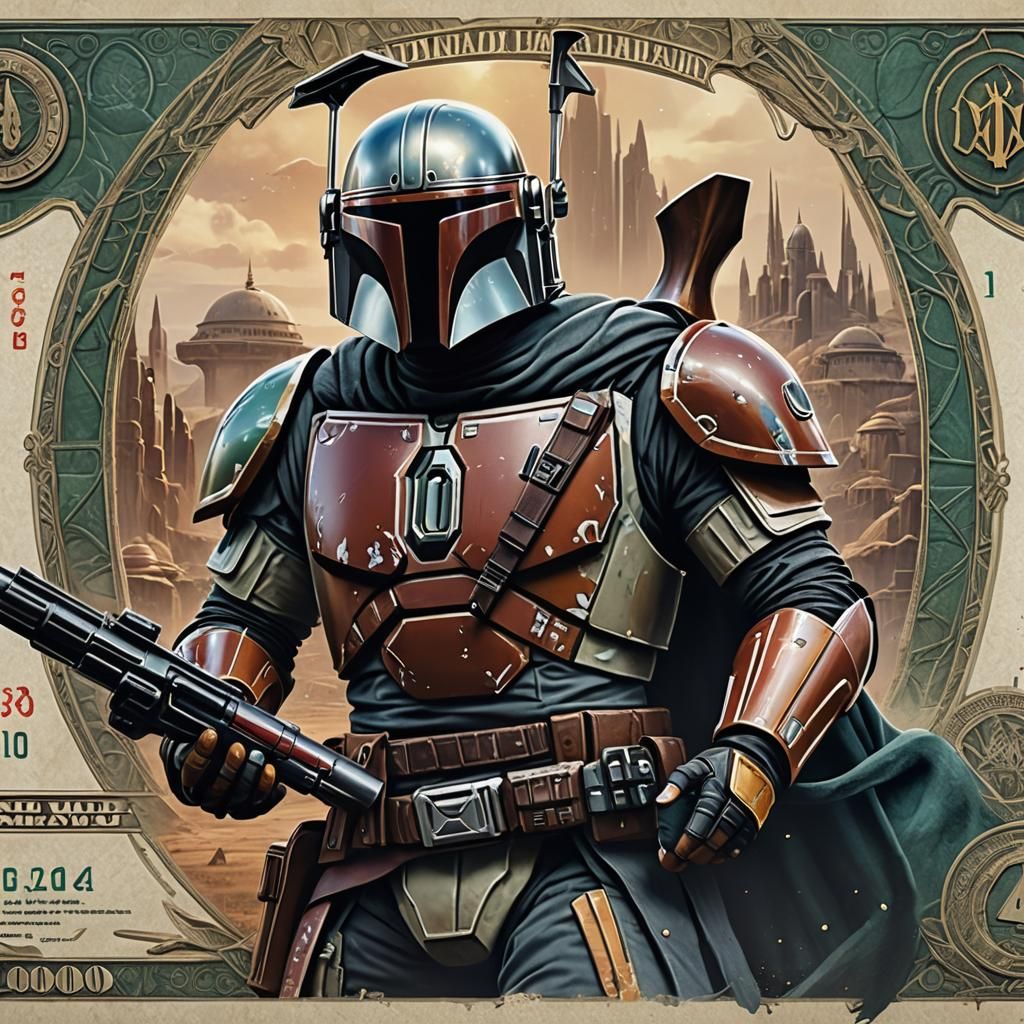 Mandalorian Art Banknote in Detailed Matte Style