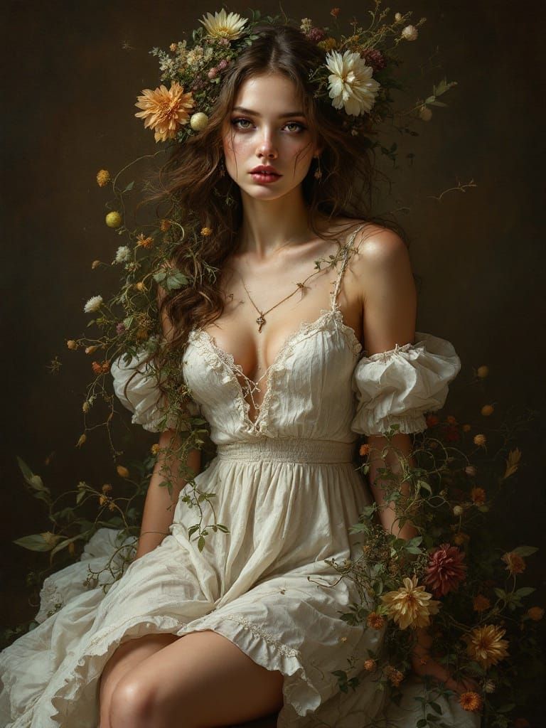 Botanical Figure Study in Surrealist Style