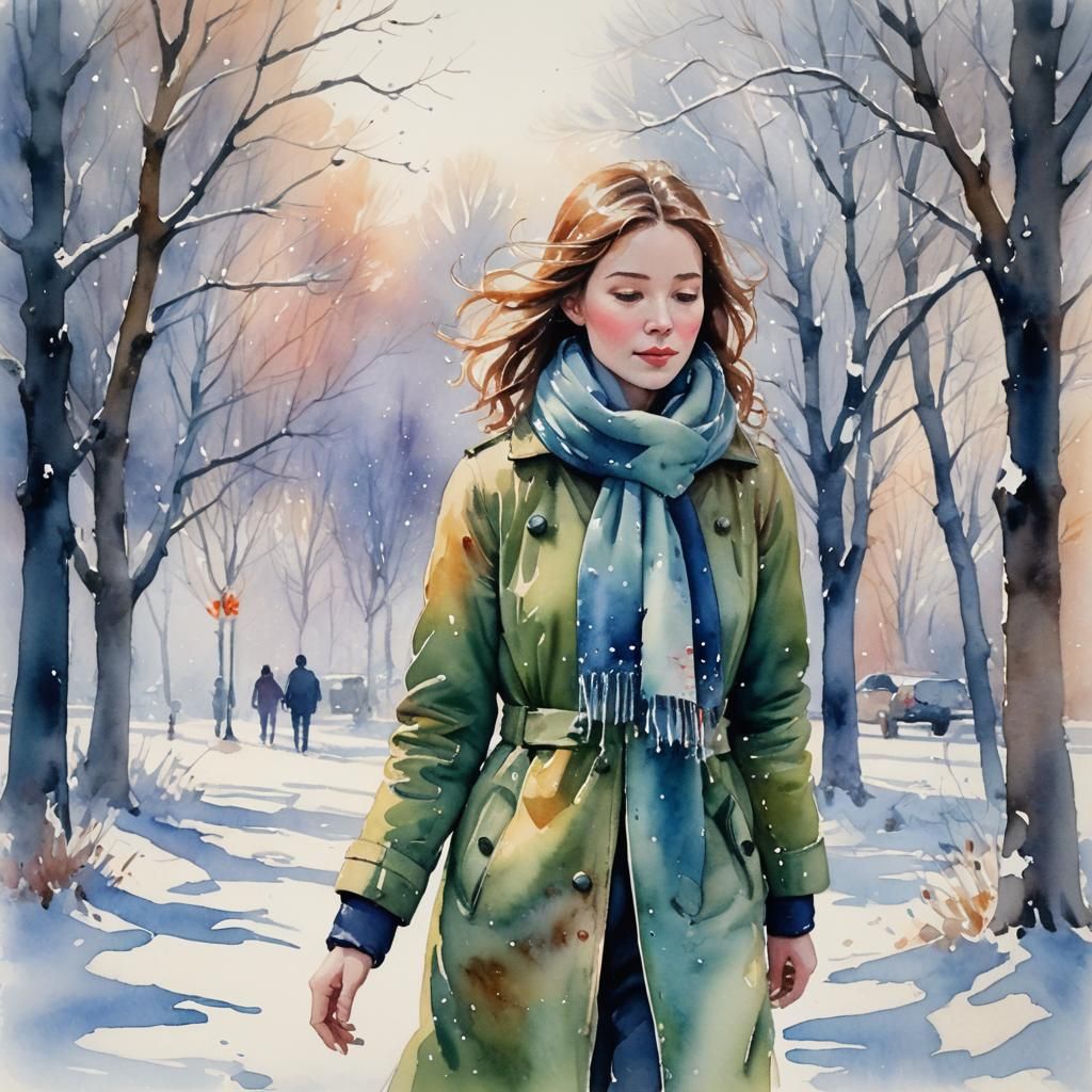 Winter Solitude: A Watercolor Impression