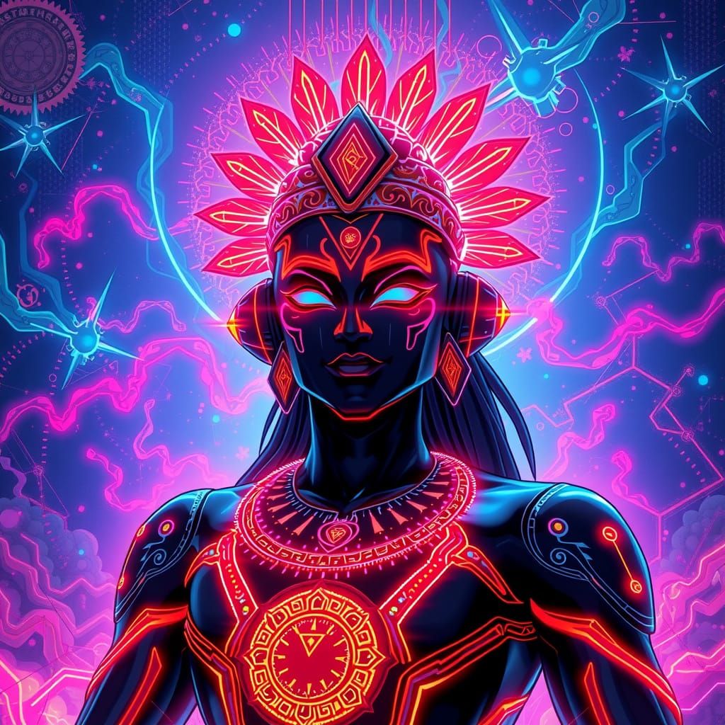 Cybergod Shankracharya in Vibrant Anime Style