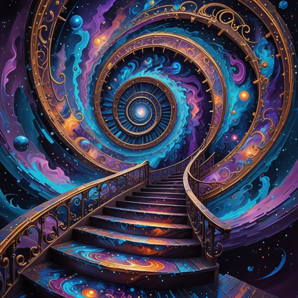 Cosmic Masterpiece in Vibrant Oil Painting