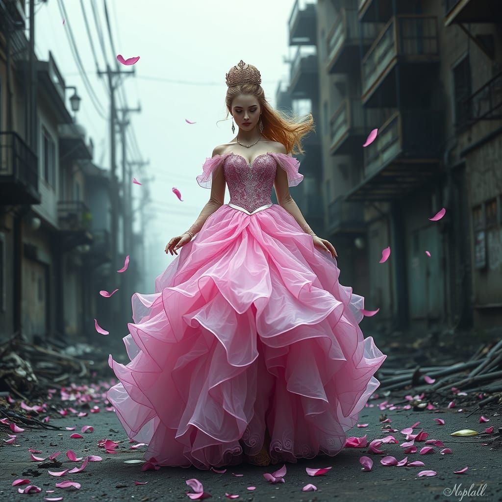 Majestic Pink Princess Amidst Urban Decay