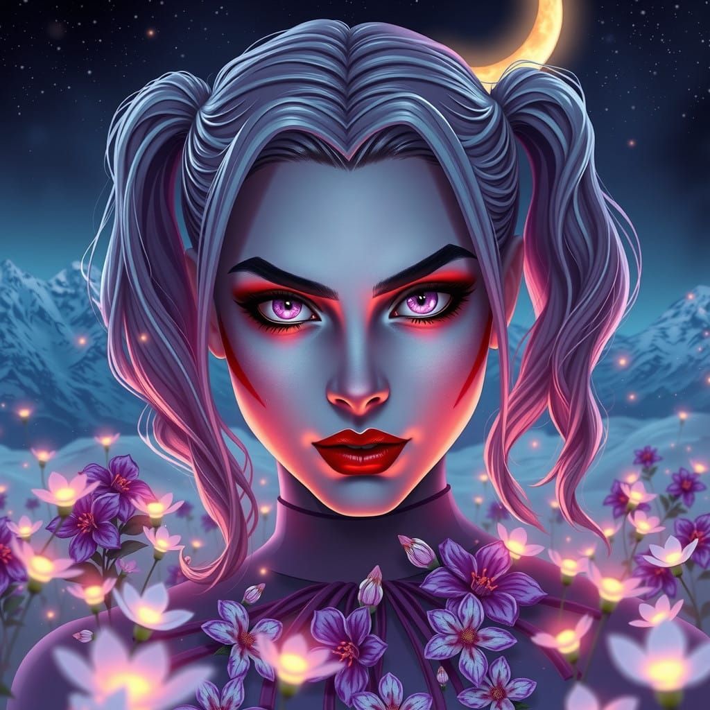 Ethereal Harley Quinn in Hyperrealistic Art Nouveau Style