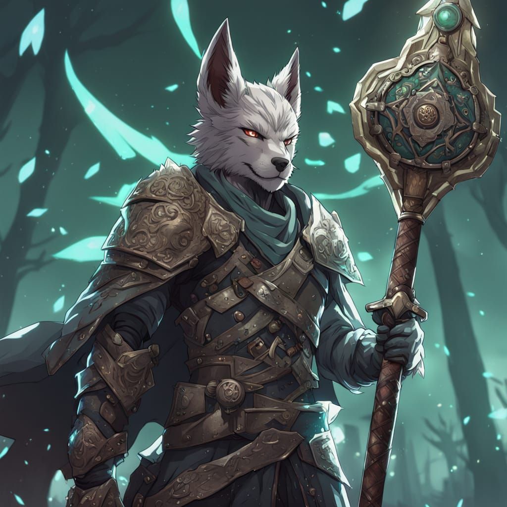 Celtic Warrior Druid in Manga Style with Axe