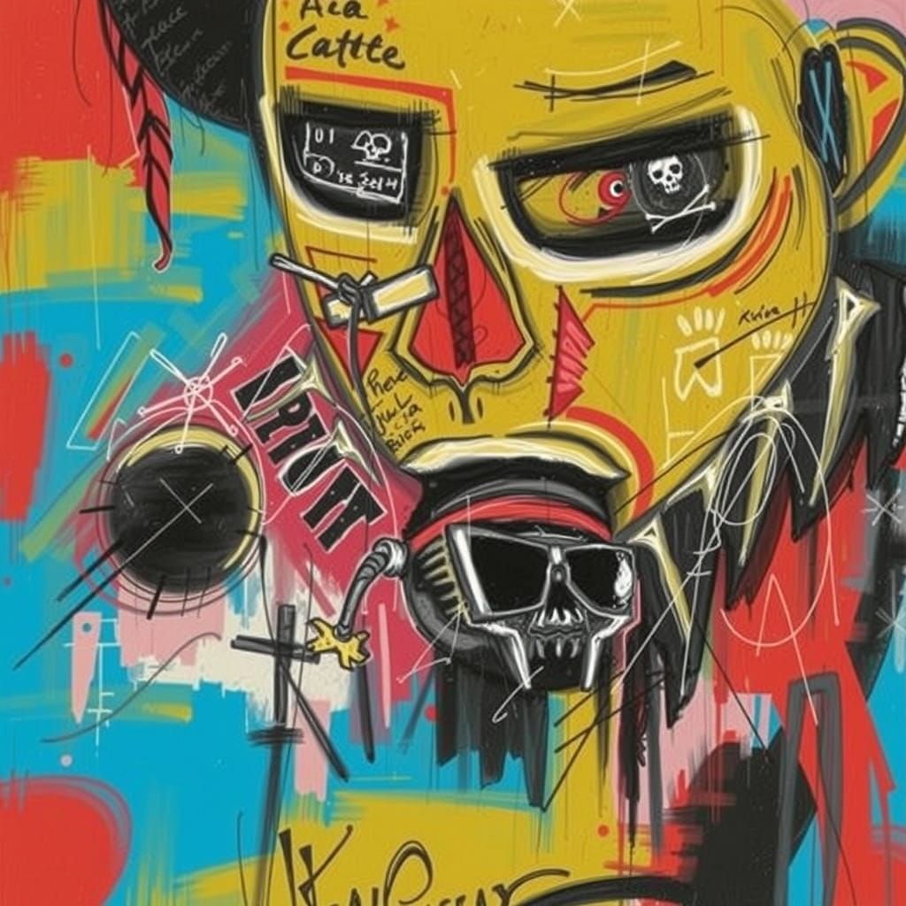 Otter Pirate in Basquiat-Inspired Swashbuckling Scene