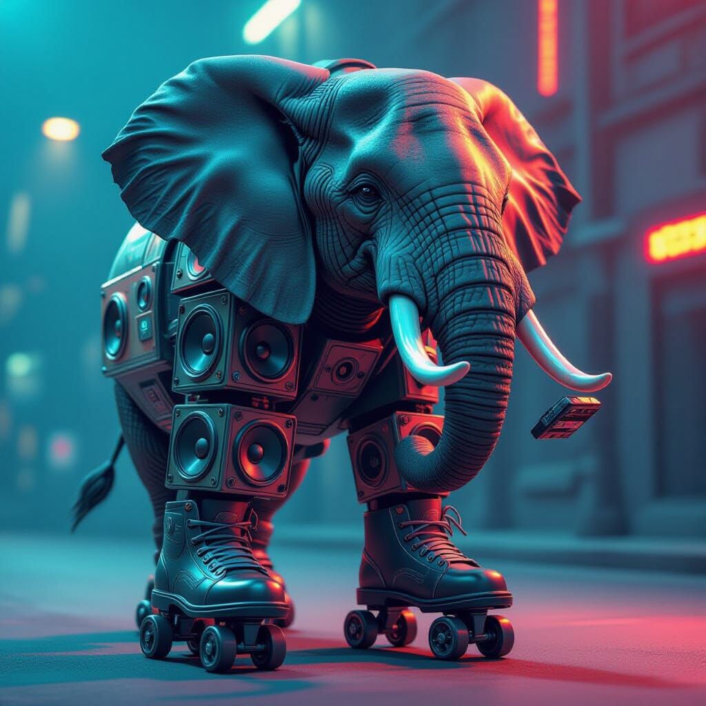 Retro Speaker Elephant on Roller Skates with Remote