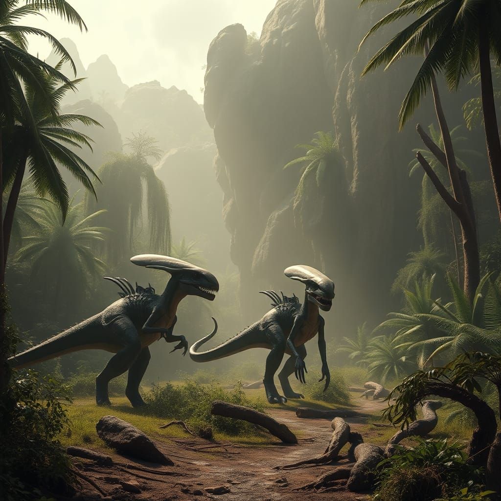 Xenomorph Dinosaurs on a Prehistoric Alien World