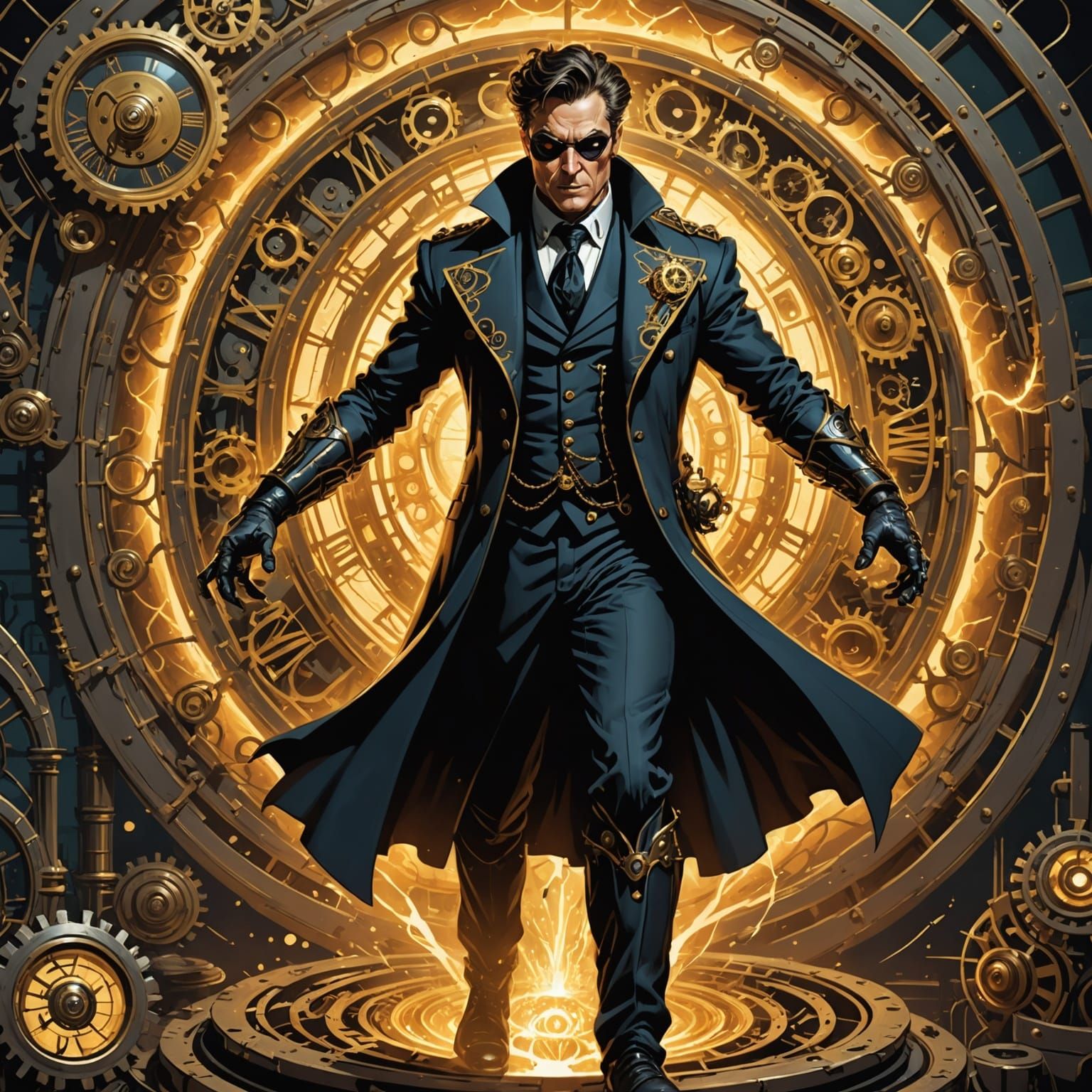 Time Twister Supervillain in Steampunk Fantasy Style