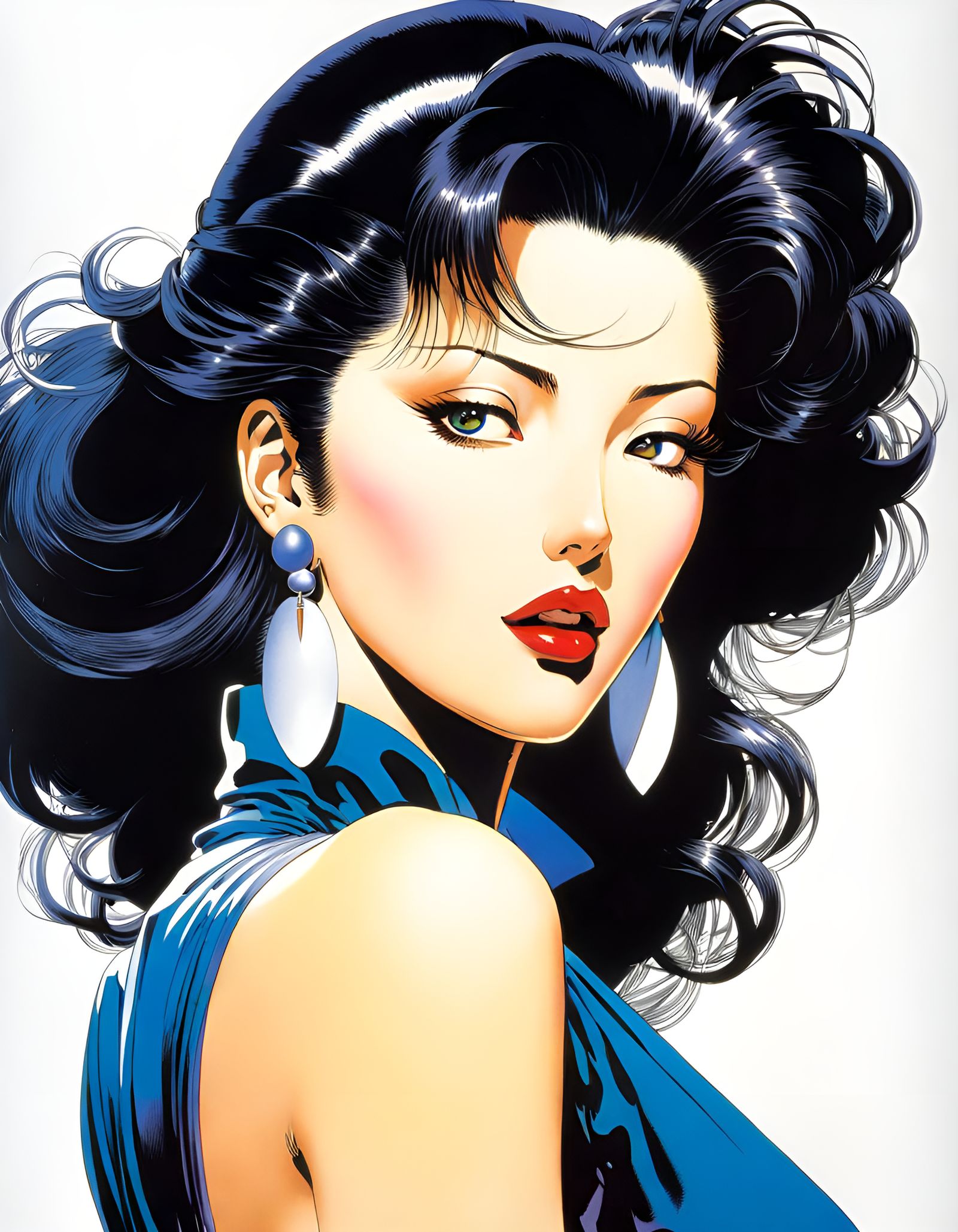 Elegant Woman Portrait in Manga Style