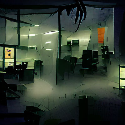 Eerie Office Interior at Night