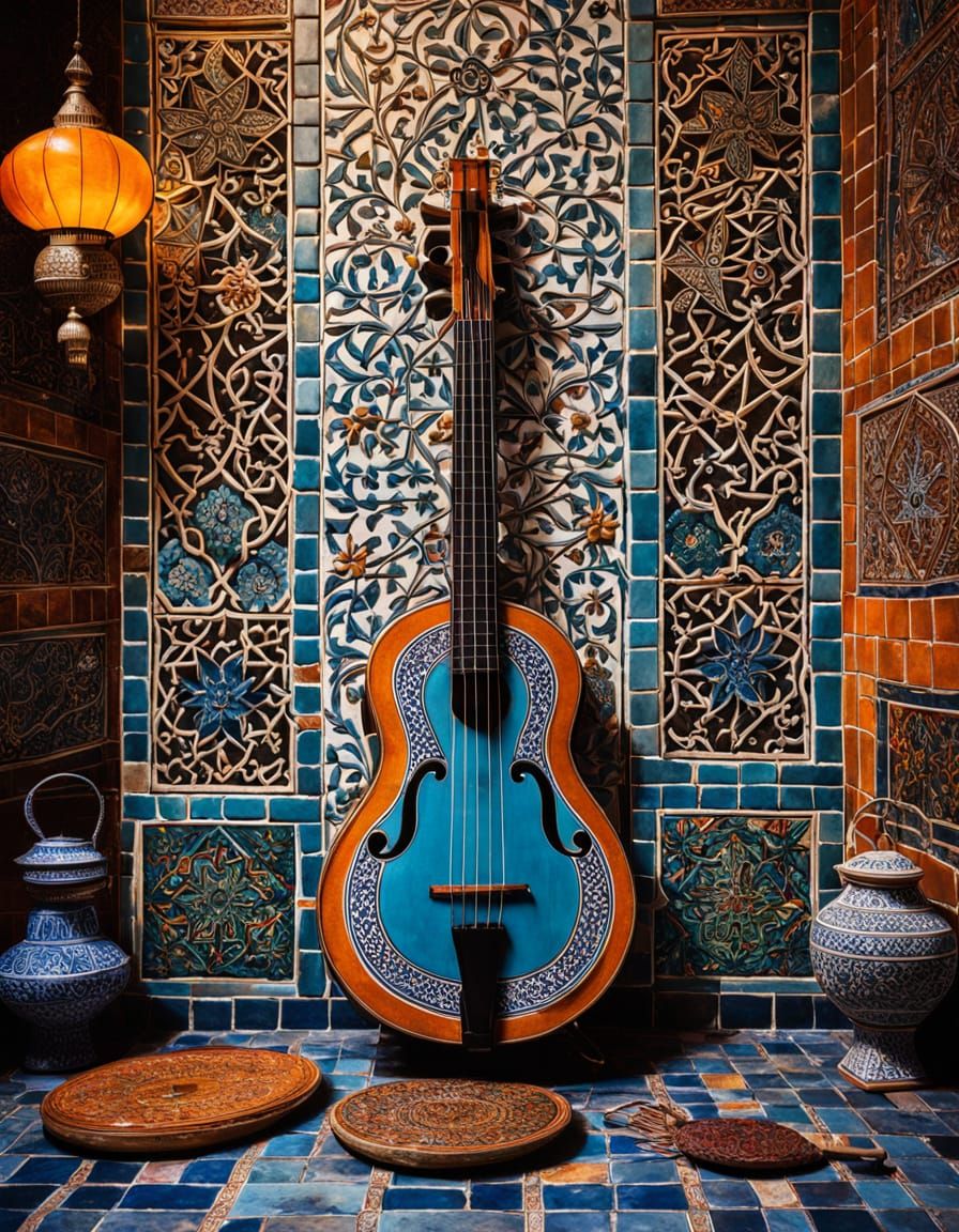 Musician Playing Oud in Moroccan Market