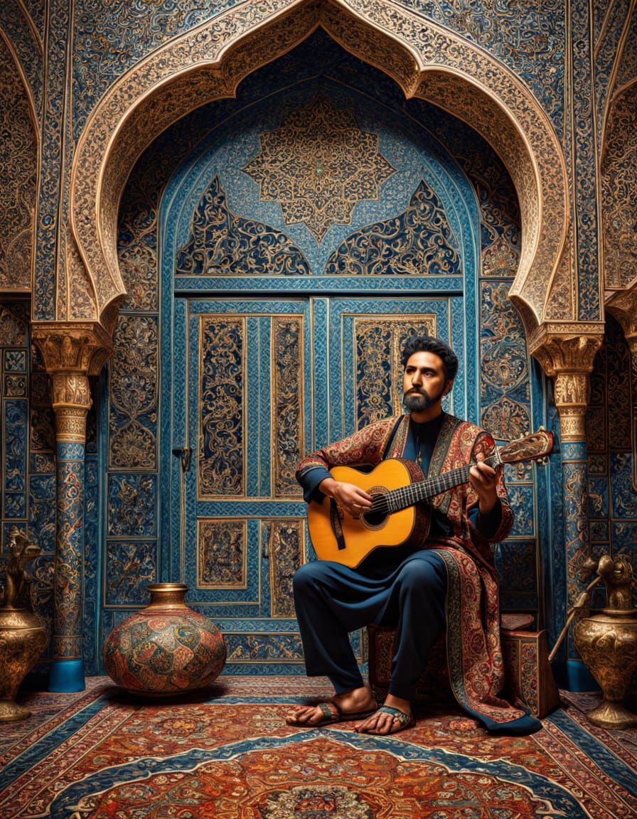 Moroccan Musician with Intricate Patterns