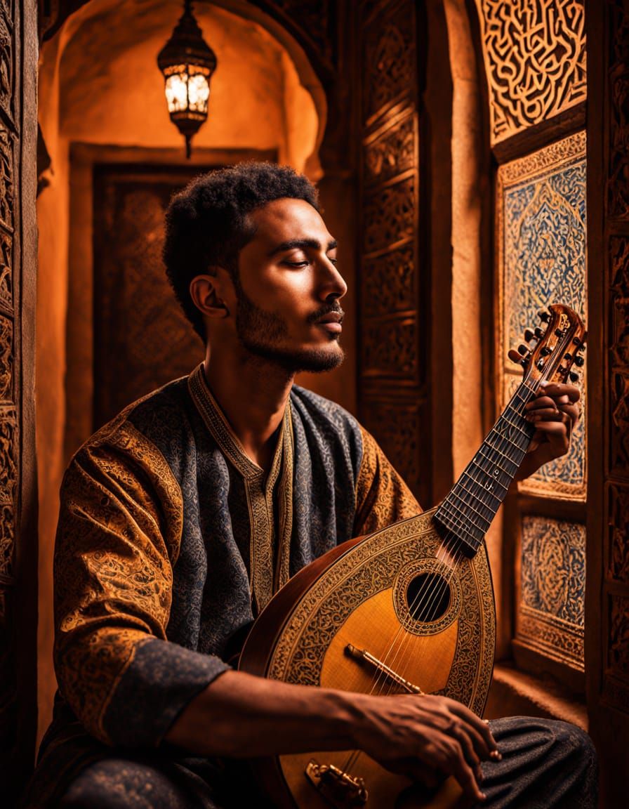 Moroccan Musician's Passionate Oud Performance