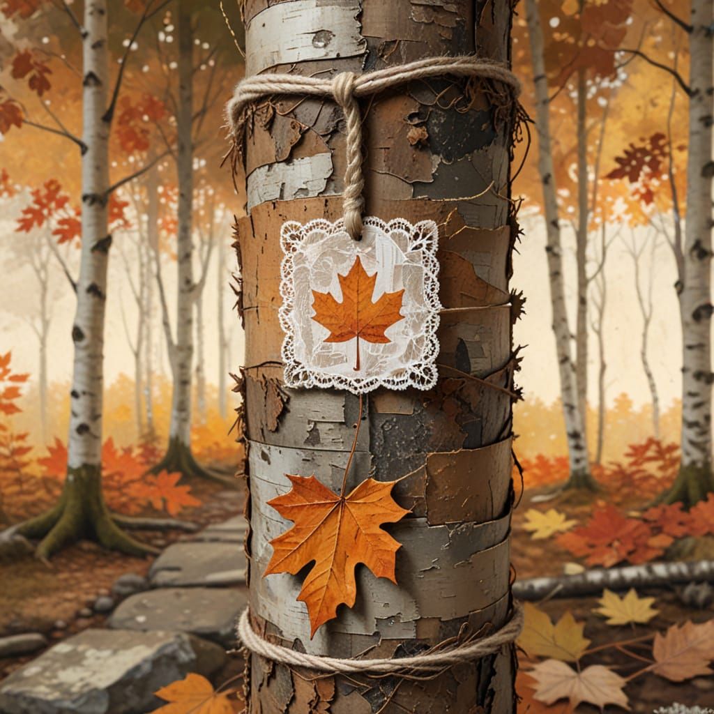 Detailed Maple Leaf in Textured Autumn Forest