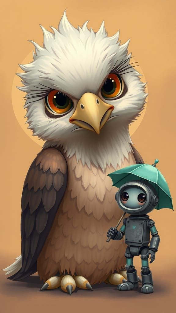 Magical Creature Shares Secret with Curious Robot Companion