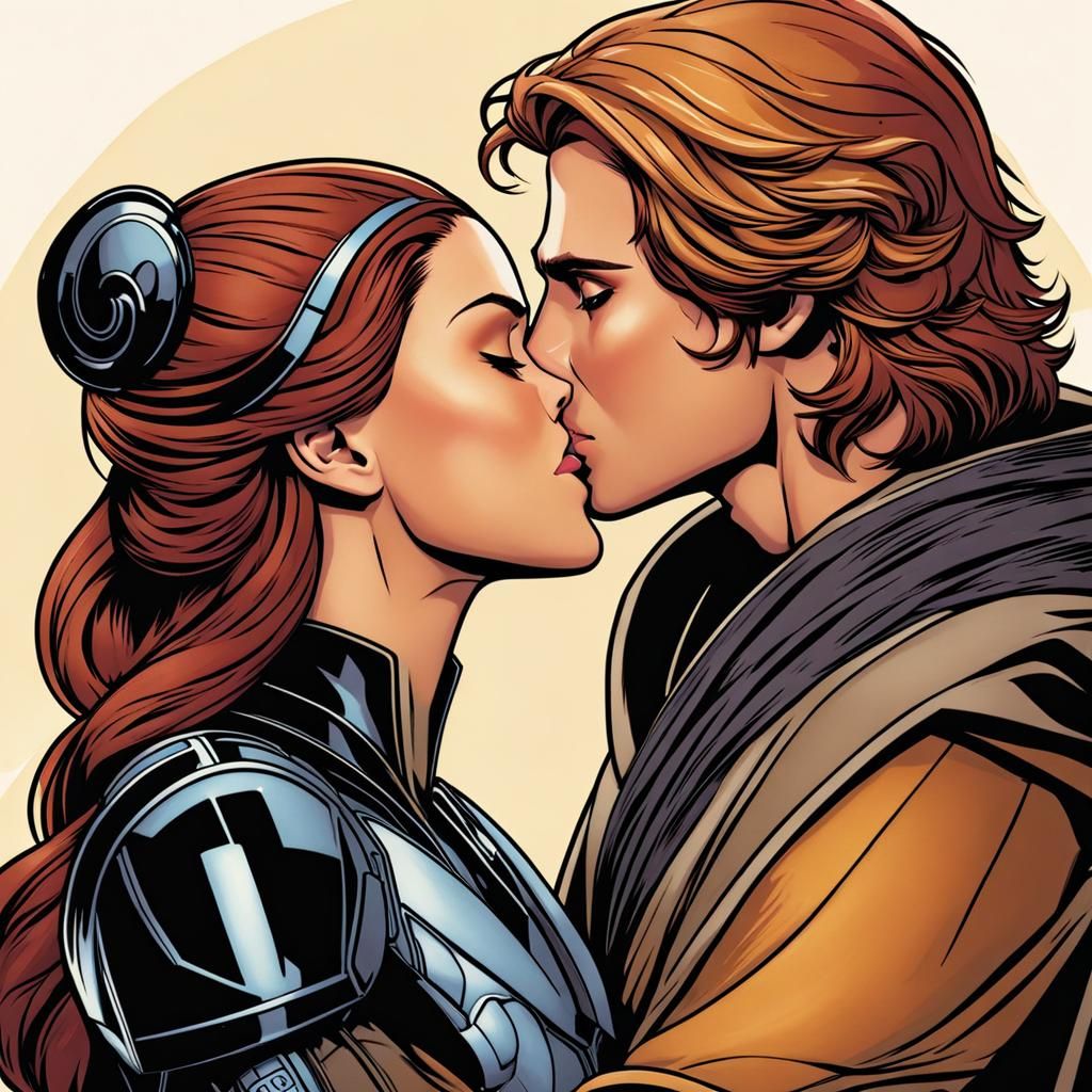 Embracing Characters in a Kissing Scene