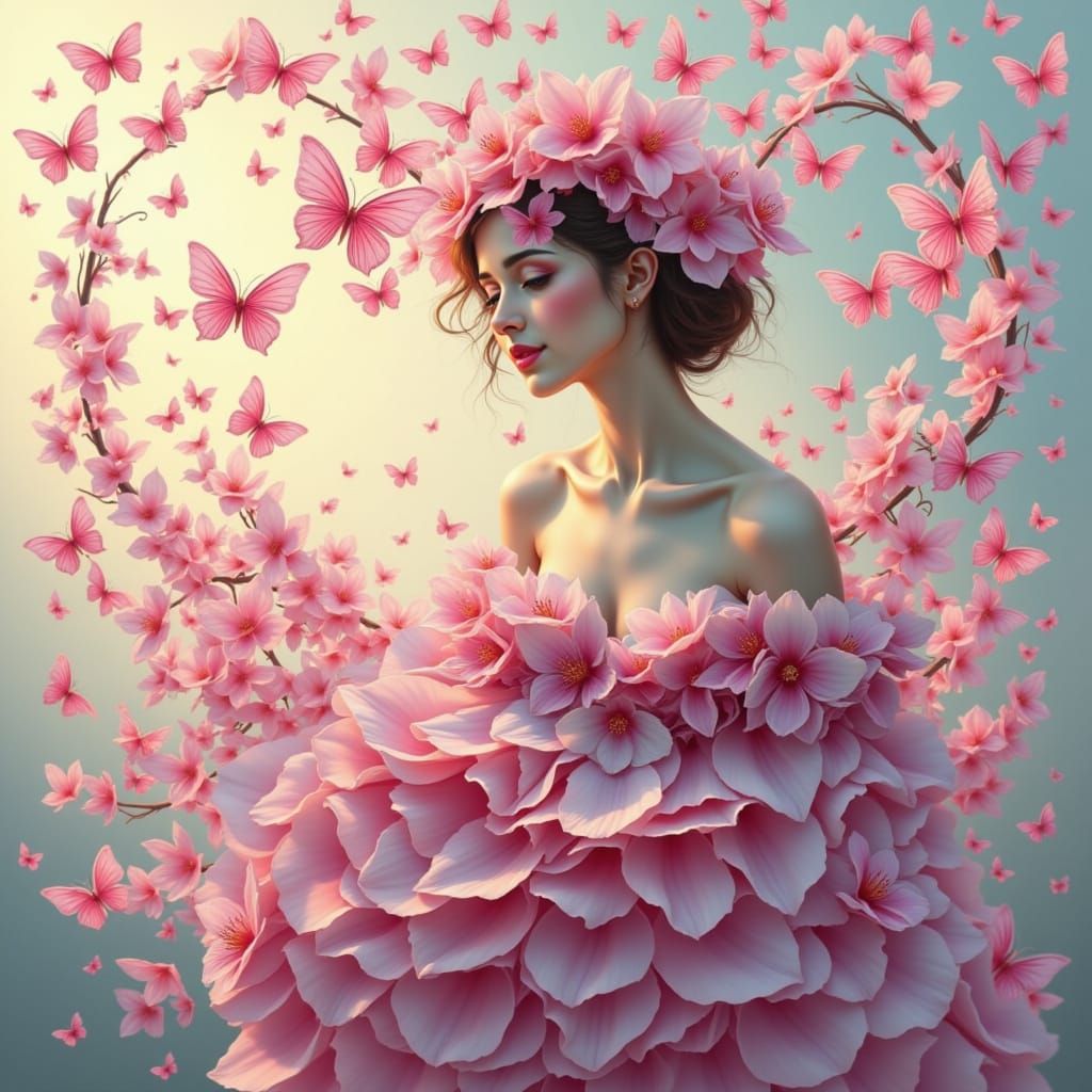 Goddess of Whimsical Pink Butterfly Magic