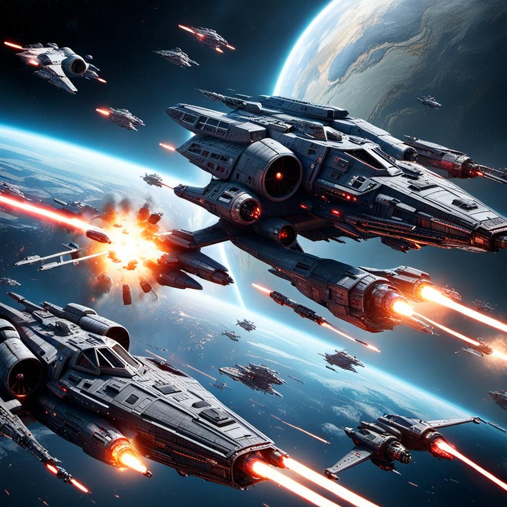 Epic Star Wars Style Space Battle in 4K