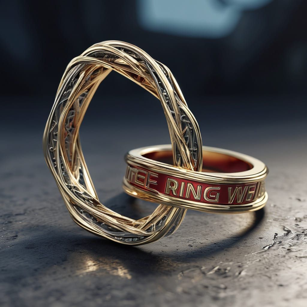 Golden DNA Helix Wrestling Ring in Futuristic Style