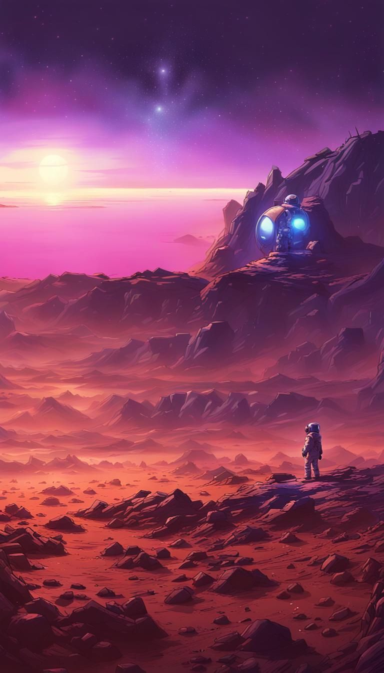 Astronaut on Alien Planet in Dystopian Sci-Fi Style