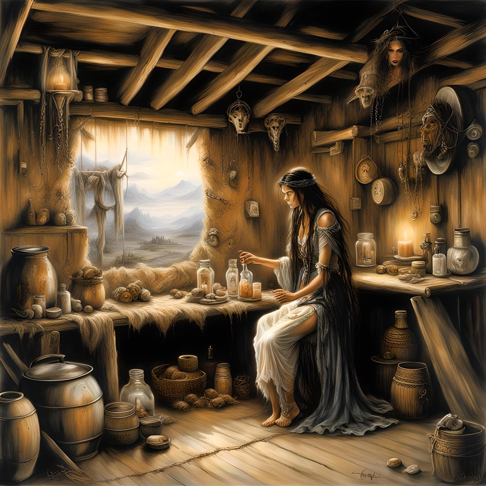 Gypsy Woman in Trance: Breathtaking Oil Painting