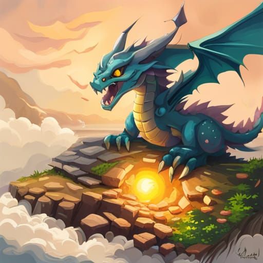Cute Dragon Oil Painting: A Disney Masterpiece