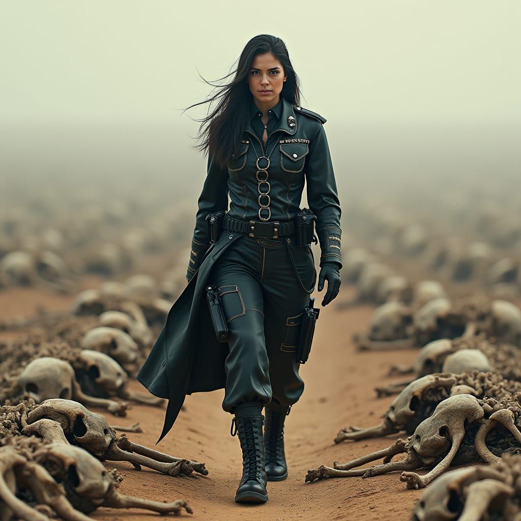 IDF Soldier in Skeleton Field, Dark Fantasy Art