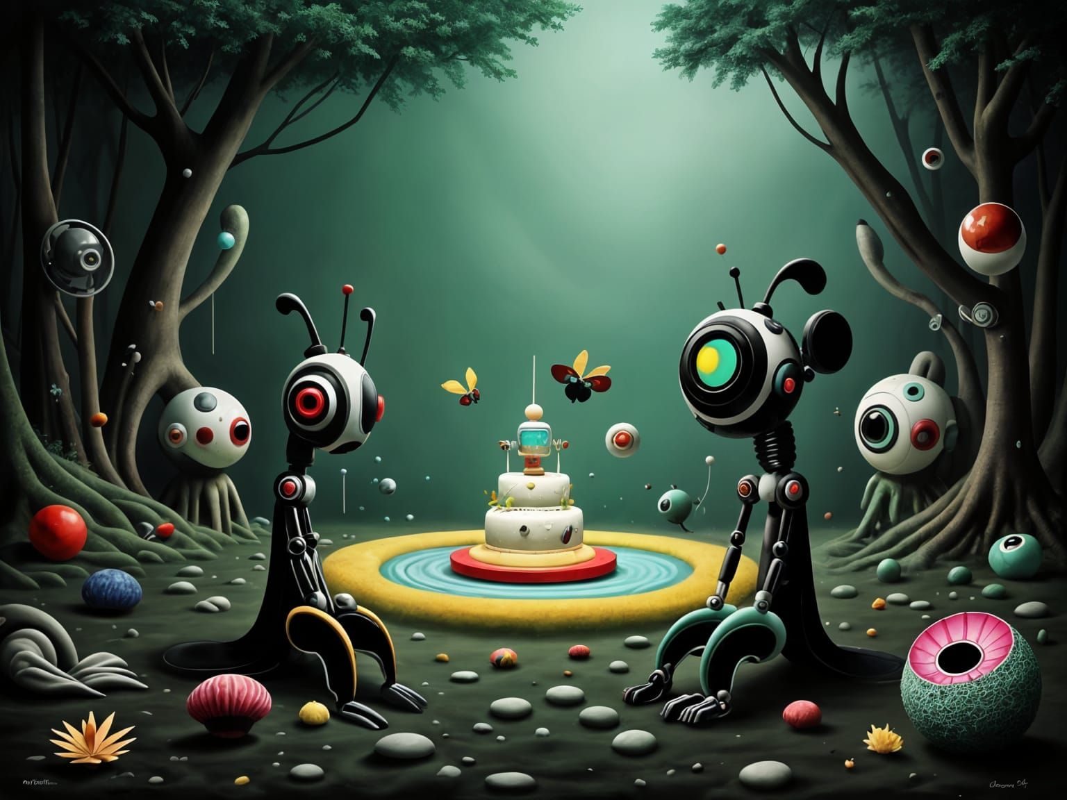 Mysterious Bioluminescent Forest Birthday with Ancient Robot...