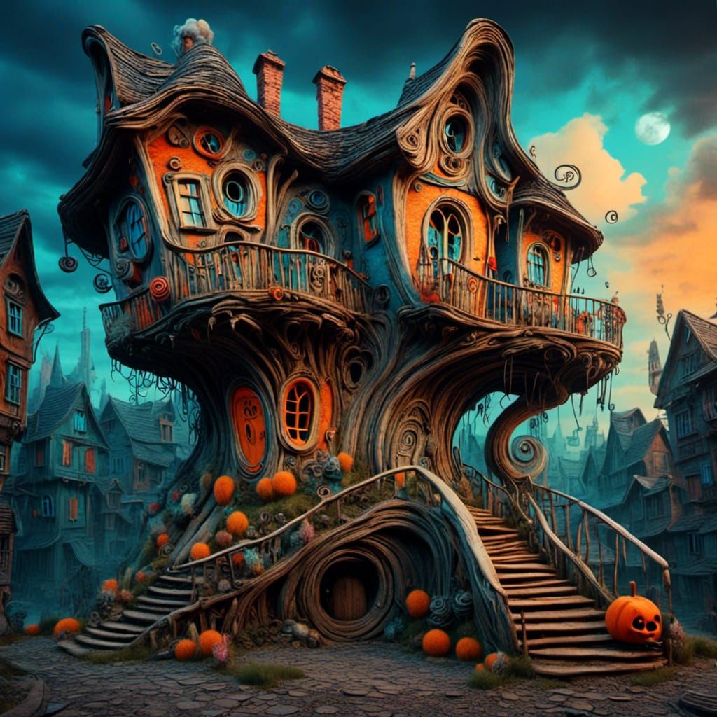 Anguished Raccoon on Twisted Bridge in Surreal Style