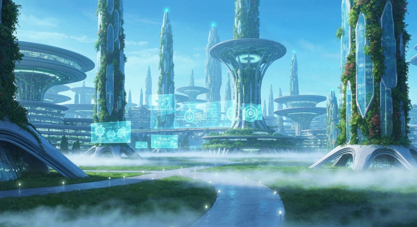 Futuristic Eco-University Campus With Bioluminescent Glow