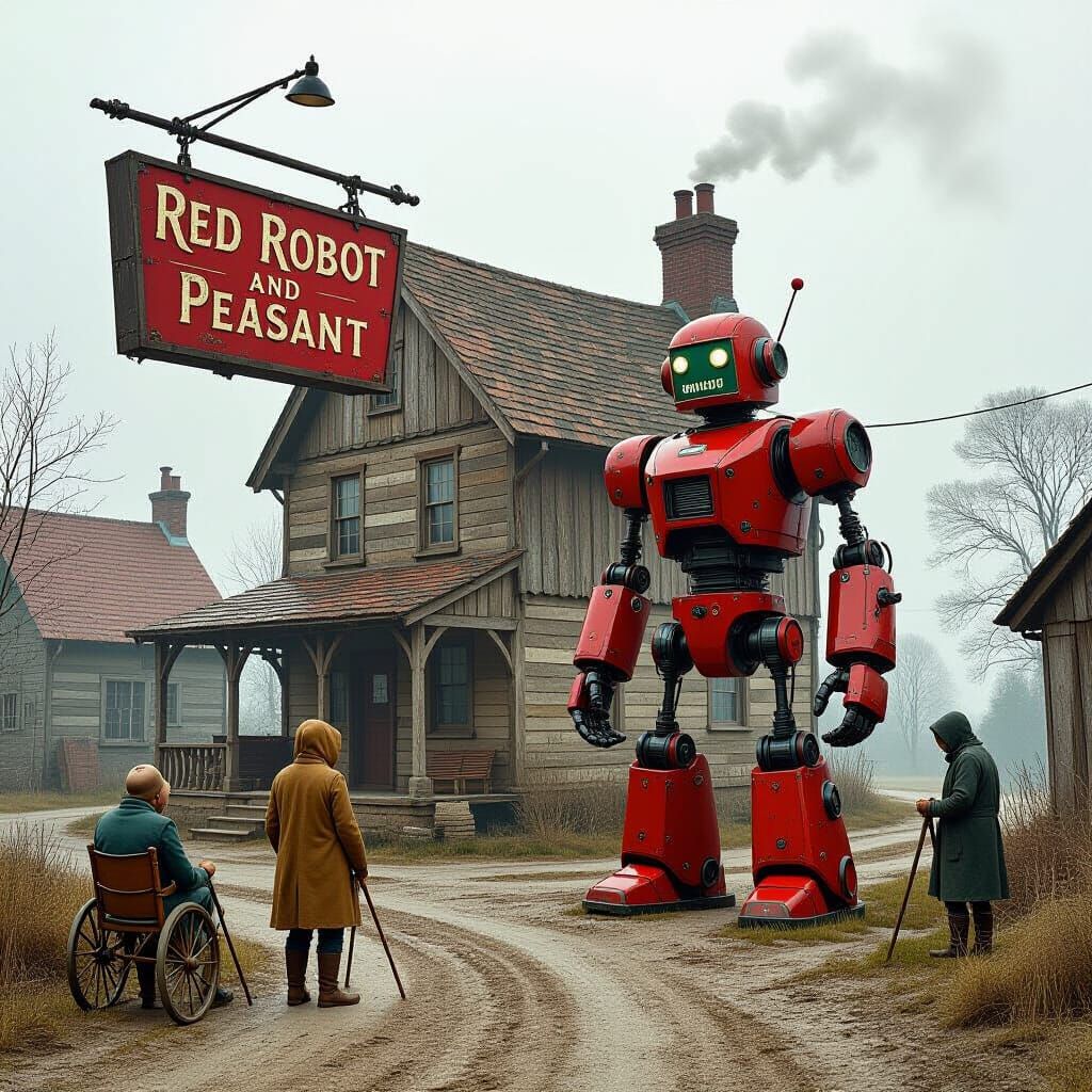 Dystopian Pub Brawl in Rustic Sci-Fi Style