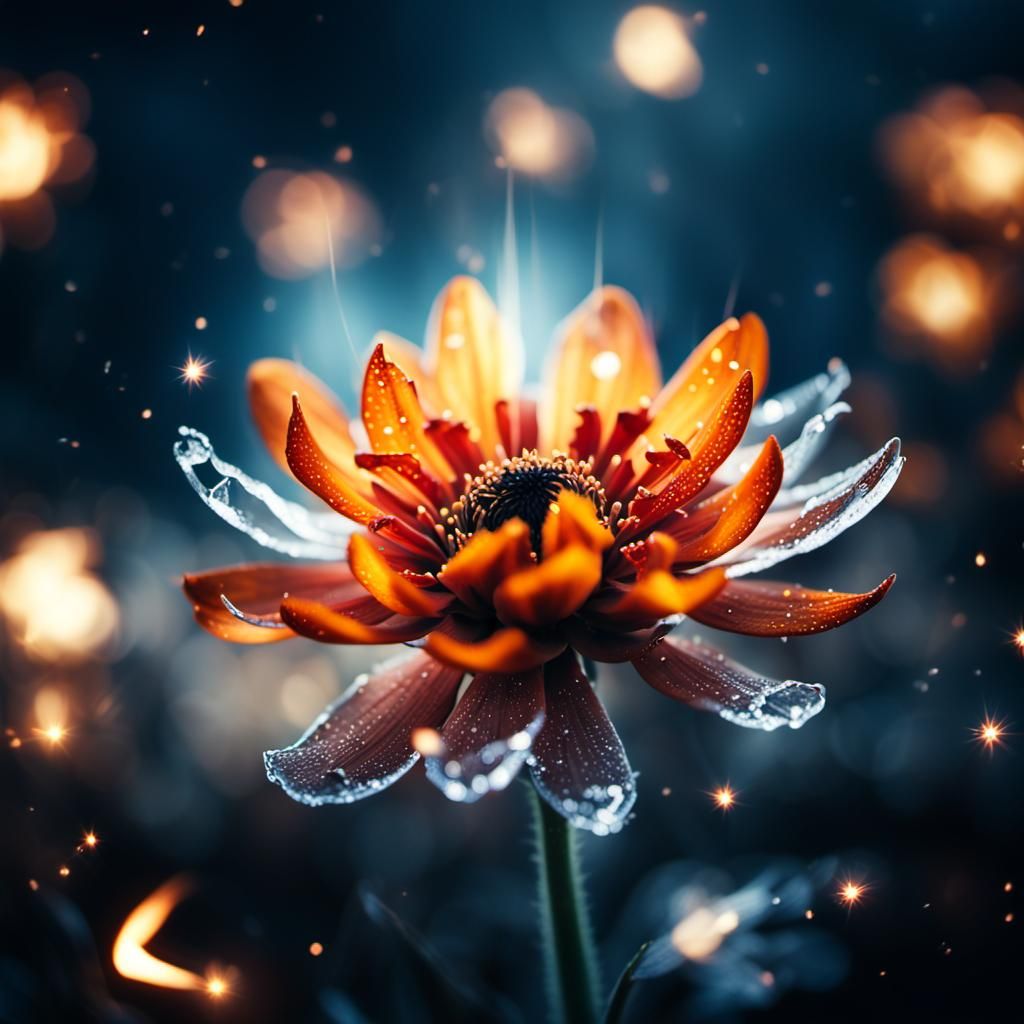 Fire Flower Blooms Among Distant Ice Stars