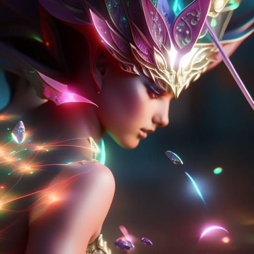 Shattered Pixie Magic Woman in Hyperdetailed Art